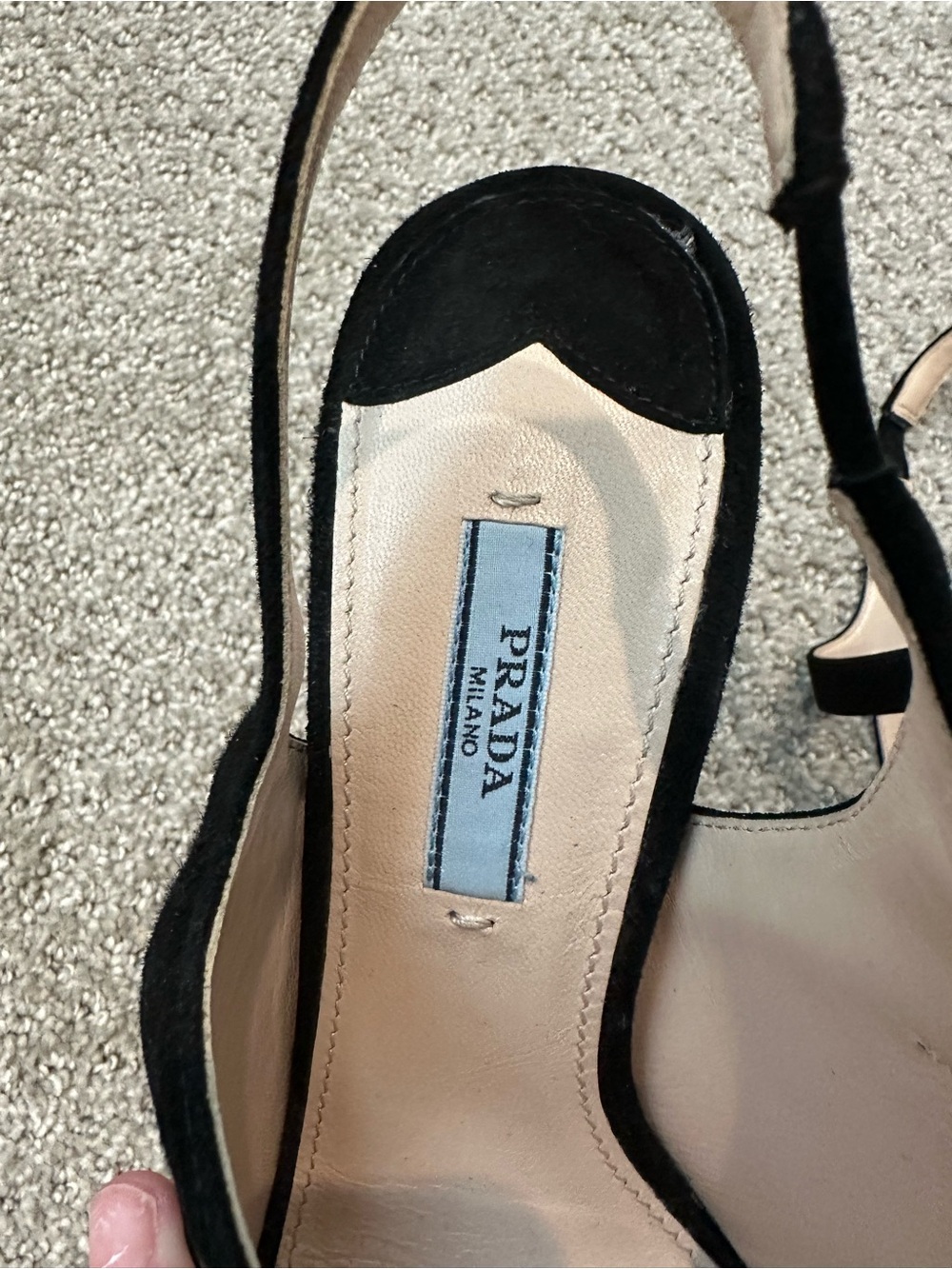 Prada Black Suede Platform Peep-Toe Slingbacks - Picture 2 of 8